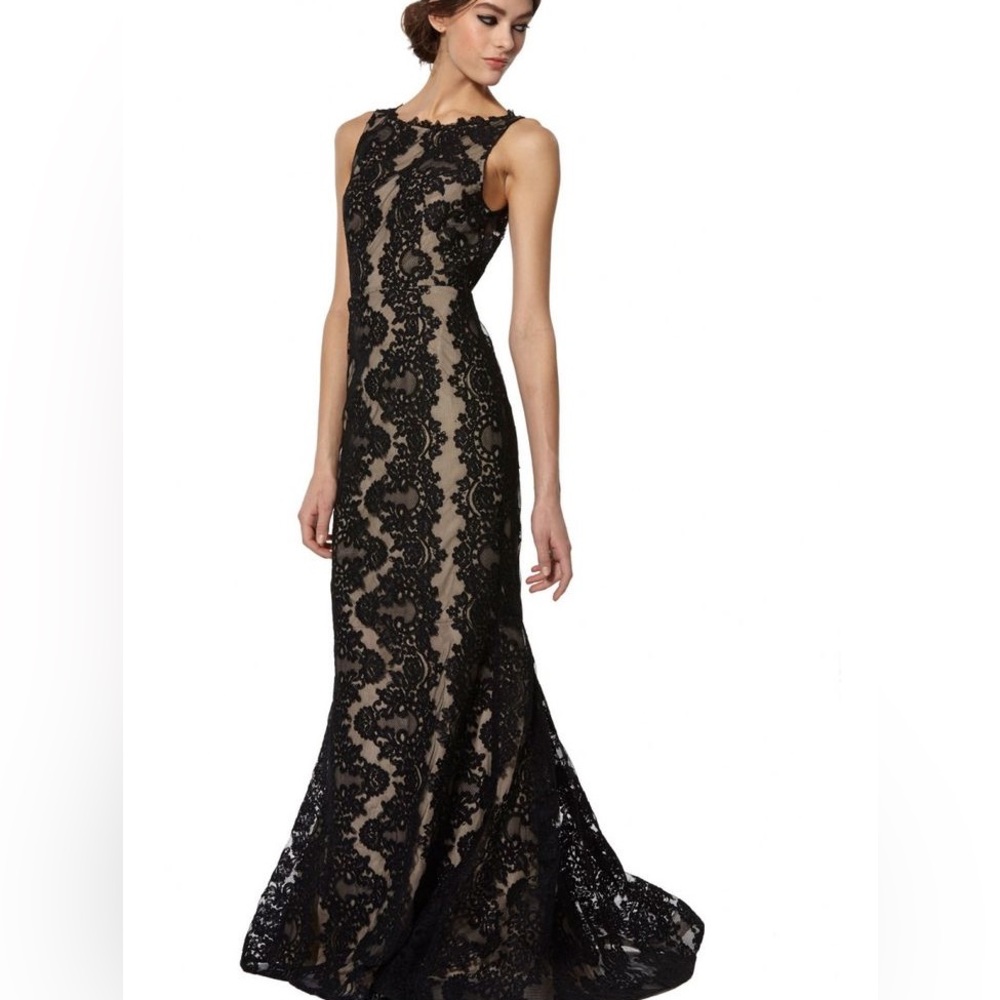 Alice and Olivia Black Lace‎ Evening Gown